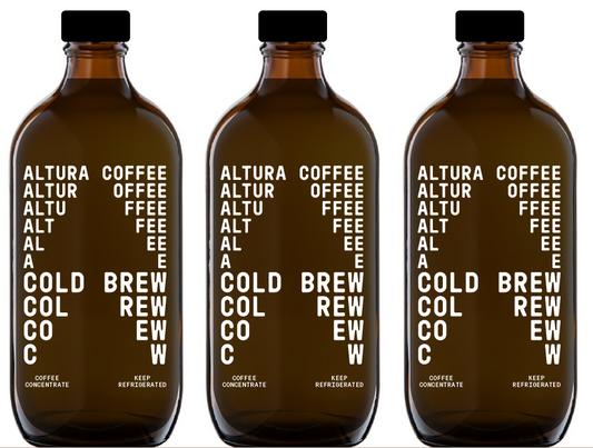 Altura Coffee cold brew coffee concentrate, 1 litre bottle, brewed for 24 hours from four single origins