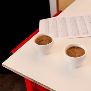 Altura Coffee cups being cupped sitting on a table