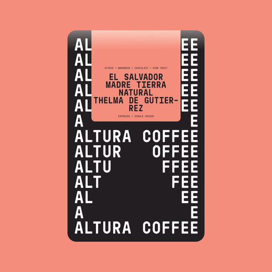 Altura Coffee El Salvador Madre Tierra natural single origin coffee label