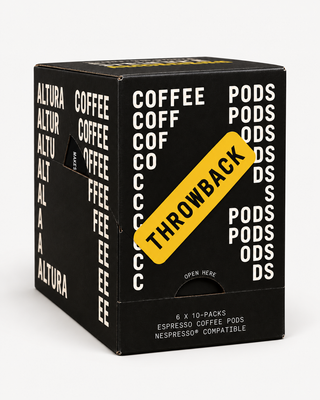 Altura Coffee Throwback dark roast coffee pods, carton of 6 x 10-packs of Nespresso compatible espresso pods